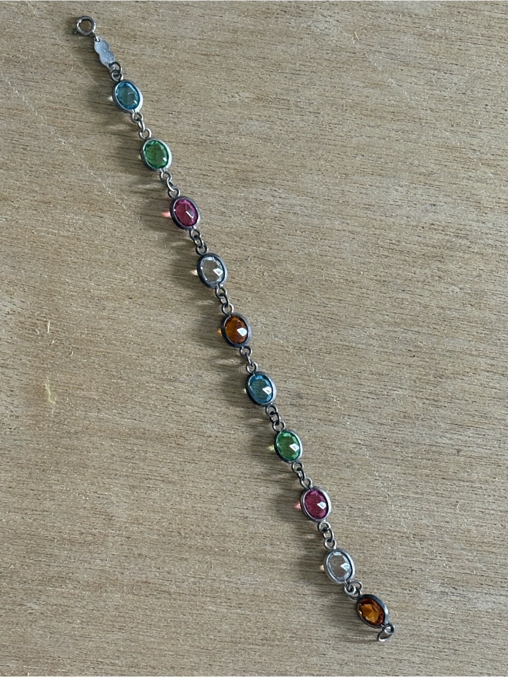 Multicolor Gemstone Link Bracelet - Silver .925 - Picture 3 of 5